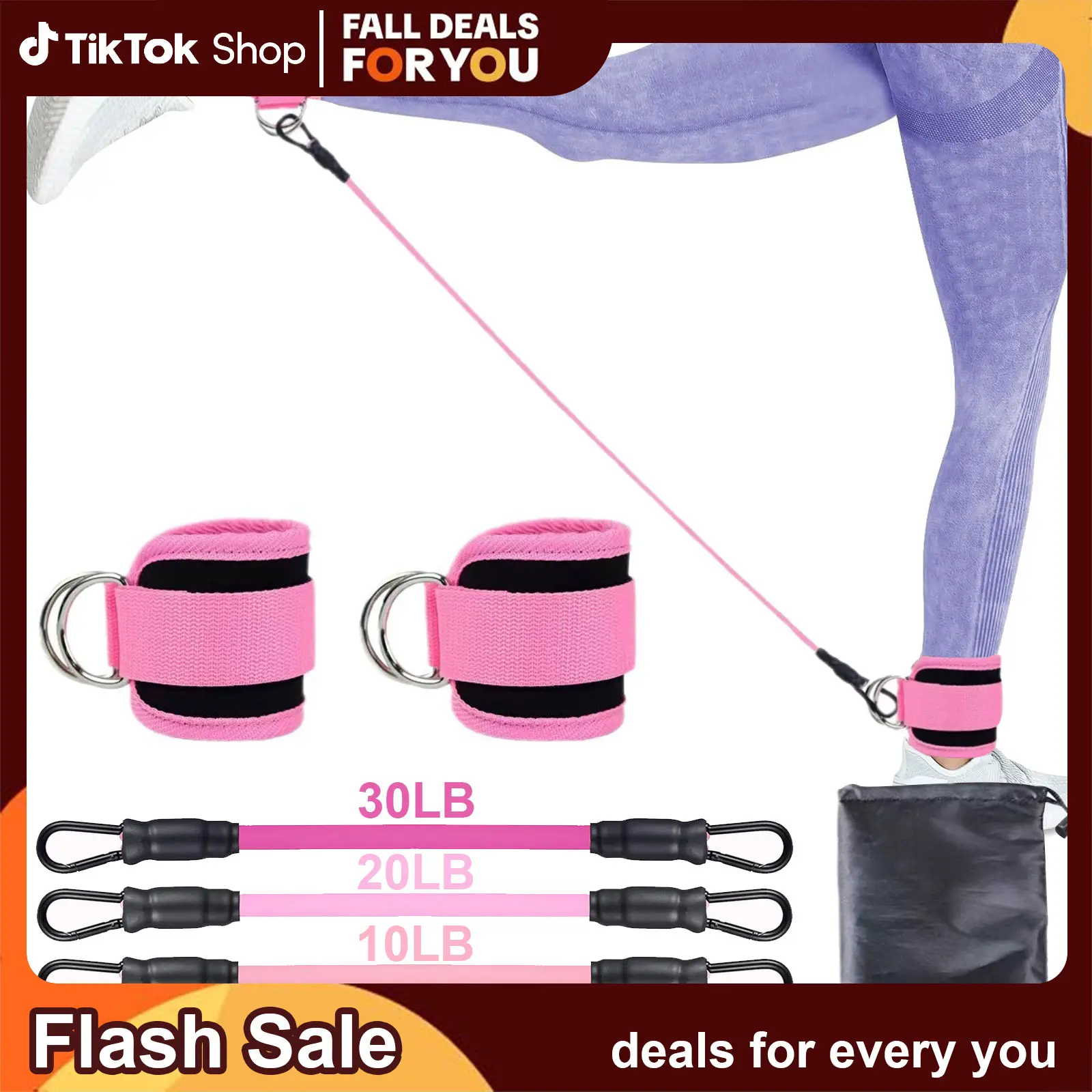 Ankle Resistance Bands, Ankle Bands for Working Out with Cuffs, Resistance Bands for Leg Butt Training Workout Equipment for Kickbacks Hip Gluteus Tra