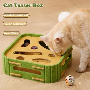 1PC Interactive Cat Puzzle Toy with Scratching Post, Track Ball, and Feather Teaser for Indoor Cats’ Self-Play Exercise