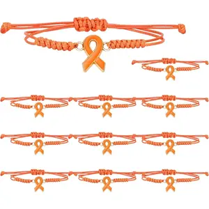 5/10 Pcs Leukemia Awareness Bracelets with  Package of Each , Adjustable Orange Ribbon Bracelets for Multiple Sclerosis Kidney Cancer  Awareness, Charity Public Activity Supplies