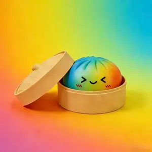 Kawaii big rainbow Dumpling glitter gianna Squishy Fidget Toy – Colorful Mystery Surprise Bun, Soft TPR material ball Stress Relief rebound Sensory Toy for Kids Gifts box , Easter Basket & Party Favors Galaxy relief hand toy
