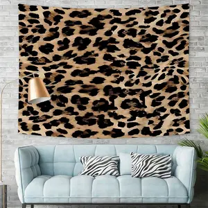 Bold Black Leopard Spots Wall Tapestry, Tapestry Wall Mural, Seamless Animal Print Wall Hanging, Digital Printed Tapestry for Home Decor, Perfect for Bedroom and Living Room Aesthetic, Unique Wall Art for Fashion Enthusiasts, Trendy Interior Design