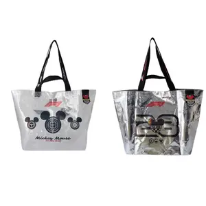 Disney Mickey F1 Series Fashion Tote Bag Mix Stylish Shopping Bag with Racing Graphics High Capacity Eco-Friendly for Daily Use Gym or Birthday Gift