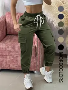 【Plus Size】 Solid Color Pants, Casual Comfy Trousers for Women, Women's Bottoms for Summer