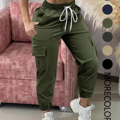 [Plus Size] Solid Color Pants, Casual Comfy Trousers for Women, Women's Bottoms for Summer, Casual Fashion Bottoms