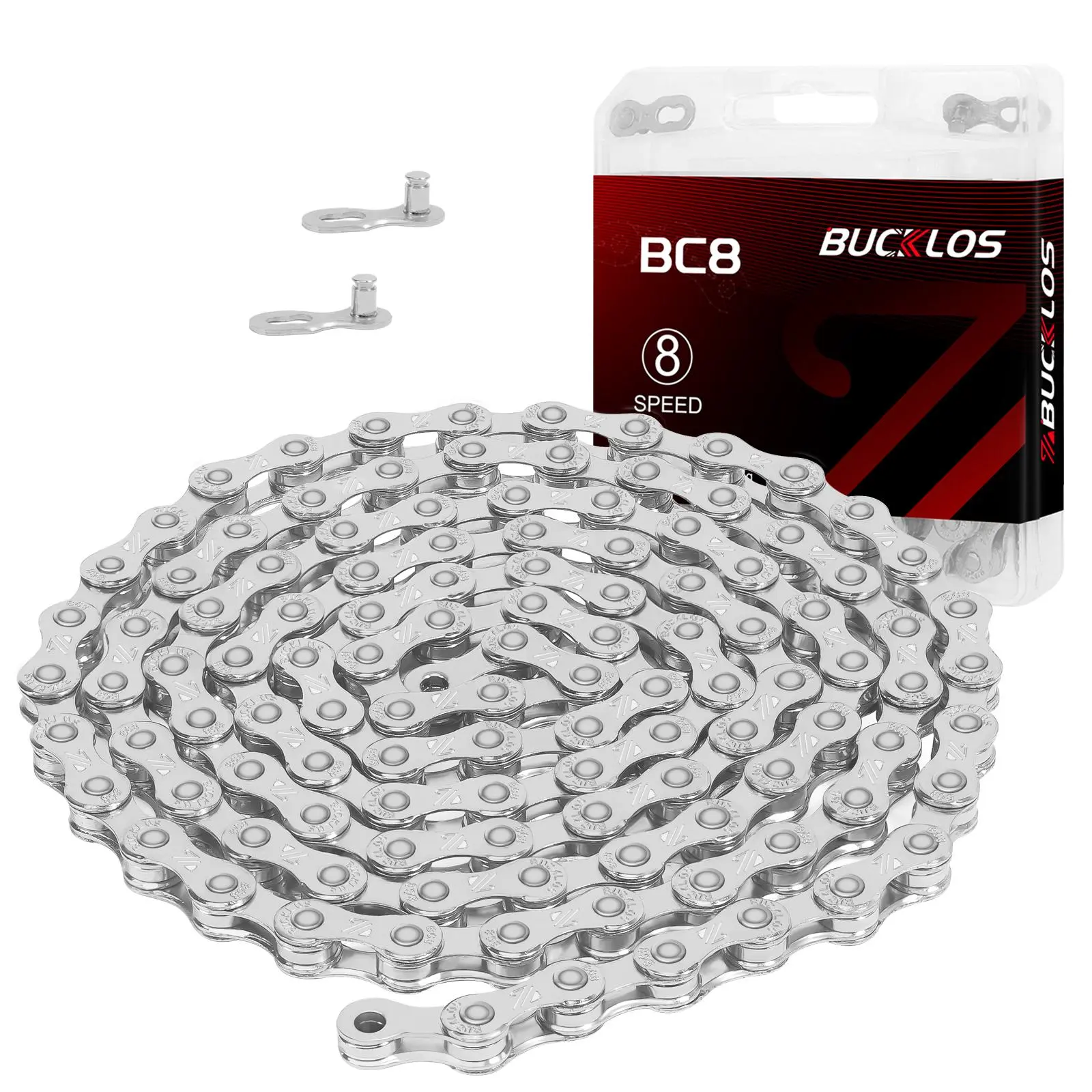 BUCKLOS Bike Chain 6-12 Speed 116 Links, Electroplated Half Hollow Steel for High Wear Resistance, Universal Compatibility for MTB, Road & E-Bikes