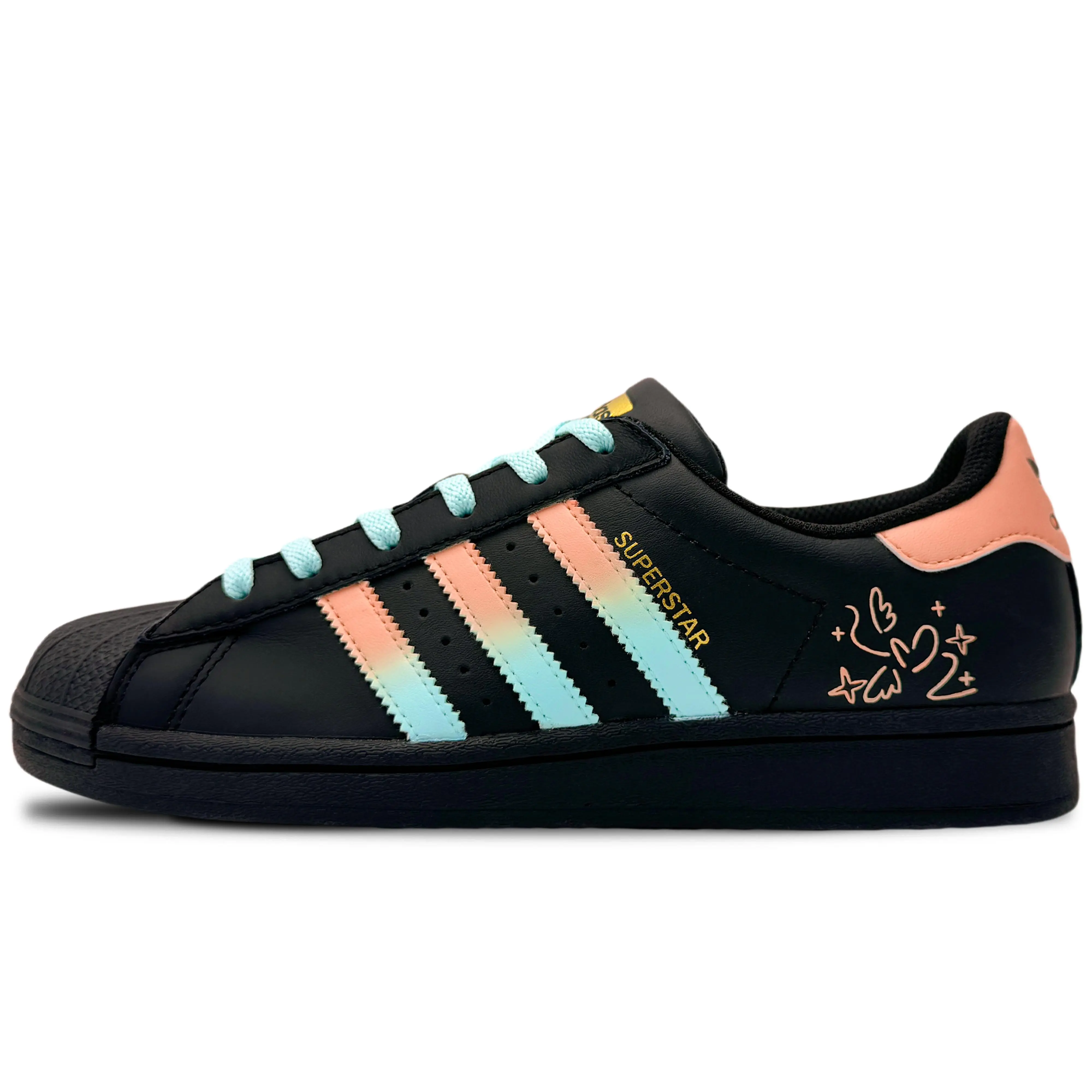 Adidas Originals Superstar Custom Casual Footwear - Graffiti Gradient Design Unisex Flats, House White Official Maison Mihara Trending Shoes
