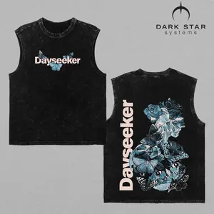 (Tank top) ''Dayseeker'' Butterfly Floral Vintage Washed Tee, Post Hardcore Band Graphic T-Shirt, Alternative Rock Aesthetic Streetwear Shirt, Emotional Metalcore Heavy Cotton Oversized Tee, Indie Music Fan Unisex Apparel Gift