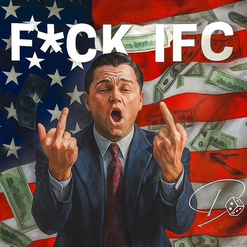 F*CK IFC FLAG Patriotic Design with American Flag and Money Motif - Bold Statement Art for College Decor