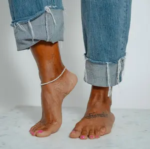 Natural White Moonstone 2mm Beads Ankle Bracelet Healing Balance Reiki Women Men Crystal Handmade Sliver Chain Anklet Gifts