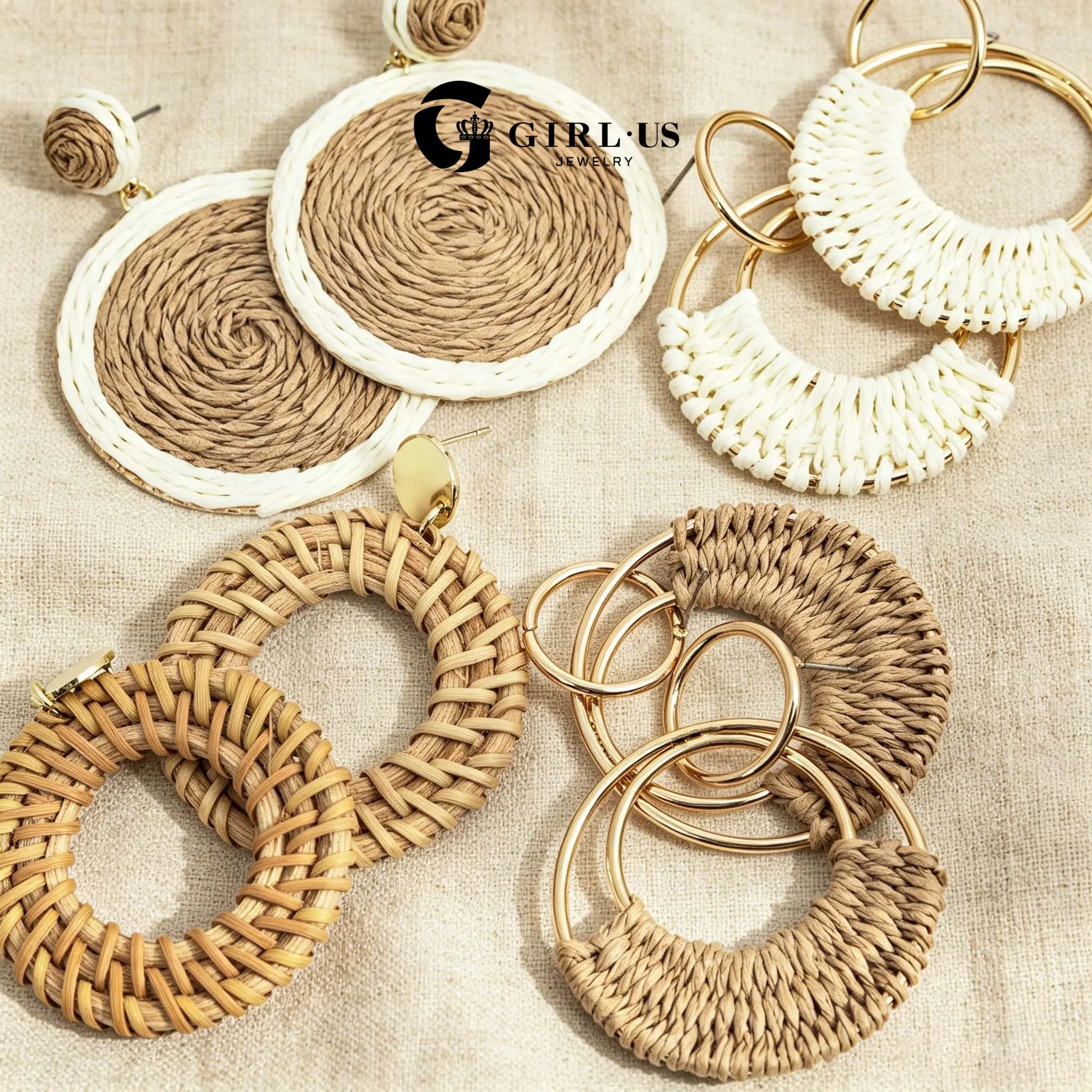 GGIRL  Vintage Earth-Toned Bohemian Braided Multi-Hoop Dangle Earrings For Women; Versatile Summer Travel And Beach Vacation Earrings; The Perfect Gift For Her On Holidays, Birthdays, And Anniversaries