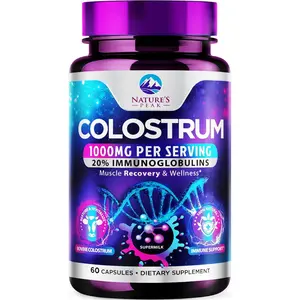 Bovine Colostrum Supplement 1000 mg Capsules, Immune and Gut Health Support Formula with Immunoglobulins IgG, Energy and Wellness Supplement, Non GMO Gluten Free, 60 Capsules