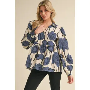 Jodifl Bold Floral Blouse - Blue