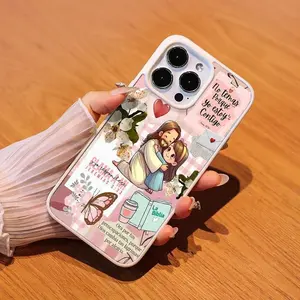 Religious Cartoon Jesus & Girl with Spanish Bible Verses (Isaías 41:10, Jeremías 3:33) Compatible with iPhone 11/12/13/14/15/16/16E/Mini Series Matte Magnetic Phone Case, Anti - fingerprint & Comfortable Grip premium protective slim case for iphone17 pro