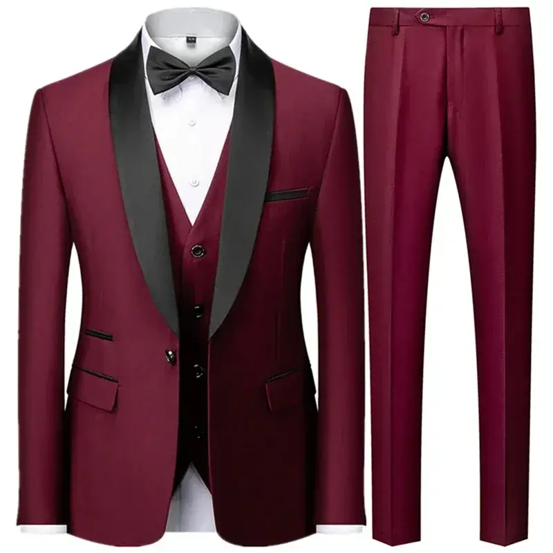 2025 Men's Suit 3-piece suit Summer Fashion New Style Best Man Wedding Suit Slim Fit Settable Formal Party Host Big Size Dress
