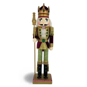 King Nutcracker with Maroon Velvet Jacket and Scepter 15 inch