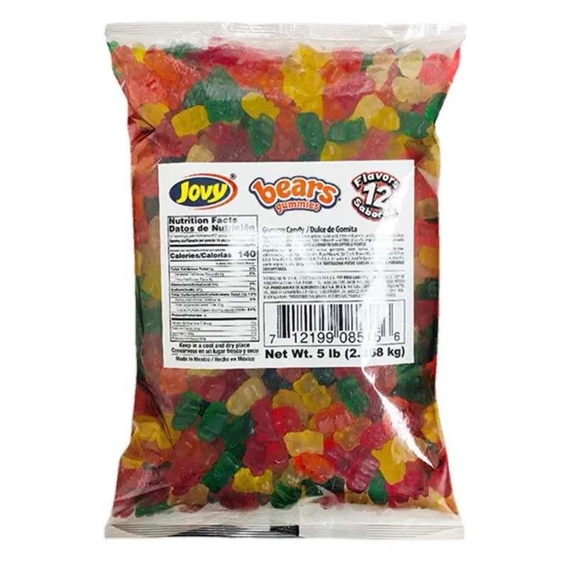 Jovy Gummies - Assorted Flavored Gummies 5 & 2.20 lbs Bag Peach Rings & Watermelon Slices Snack