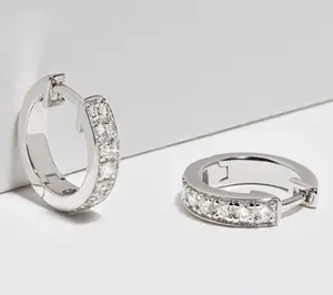 LuxLab Lab Grown 0.45 cttw Diamond Hoop Earring , Sterling LuxLab Lab Grown 0.45 cttw Diamond Hoop Earring , Sterling