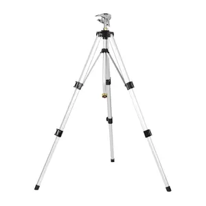 STYDDI Heavy Duty Impact Sprinkler on Tripod Base, Extra Tall Metal Pulsating Telescoping Tripod Sprinkler for Large Area, Yard, Lawn, Garden, Waters up to 90 Ft. Diameter, Legs Extends Up to 50-inch