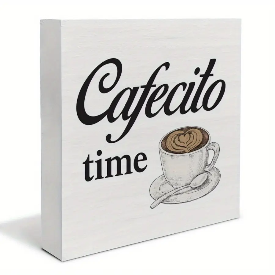 Cafecito Time Rustic Kitchen Coffee Artwork Gifts for Lovers Home Decor PVC Sign, Kitchen Signs Decorative Office Desk Celebration Accessories Plaque Affirmations Table Sign for Cabinet Shelf Rustic Farmhouse Design -No Electricity