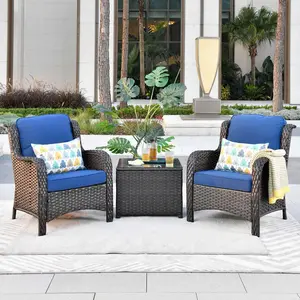 Ovios Outdoor Furniture 3-Piece with Table Kenard Curved Handrest