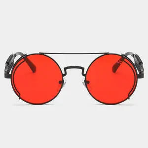 Retro Steampunk Round Metal Frame Sunglasses for Men and Women