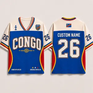 [Custom Name] DR Congo Soccer Jersey 2026, Personalized Name and Number Mesh Football Shirt, Congolese Flag Kinshasa Matchday Edition, Unisex Sports Fan Gift