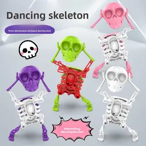 Wind-Up Dancing Skeleton Toy, 3D Printed Funny Wiggling Skull Figure, Stress Relief Desk Decor, Perfect Graduation Gift for Teens