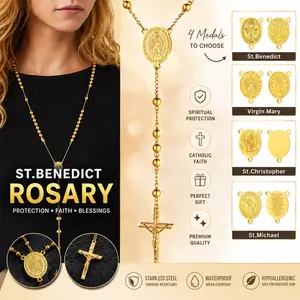FaithHeart Summervibe Holy Rosary Y Necklace Prayer Pendant for Women Men, Divine Protection Gift for Her Him Christmas Gift, Bible Box