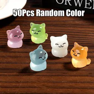 50pcs Glow-In-The-Dark Mini Resin Cats, Resin Figurines, Durable and Safe, Perfect for Garden, Aquarium, Party Decor, Halloween, Christmas Gifts