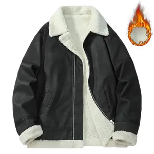 Fashionable Men's Fleece Jacket Soft Sherpa Lining Zip Up Winter Coat Classic Design for Casual Wear Available in Various Colors Menswear Stylish Suits Tops Men's Cashmere Lined Warm Jacket Beige Brown