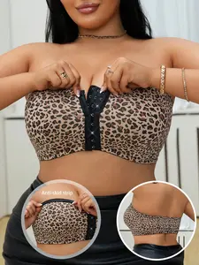 Bare Chapter Plus Size Non-Slip Strapless Leopard One-Piece Bralette – Sexy Front & Back Design