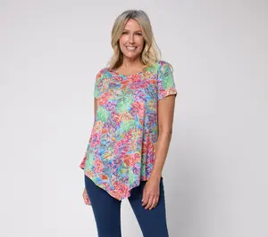 Attitudes by Renee Burn out Knit Short Sleeve Top