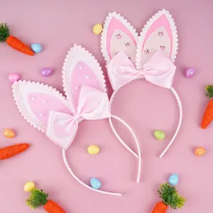 Perfect Easter Basket Stuffer: Adorable Fluffy Bunny Ear Headband with Pink Bow, Soft Easter Hair Accessory for Girls, Cute Rabbit Ears for Party Photos, Egg Hunts & Basket Stuffers