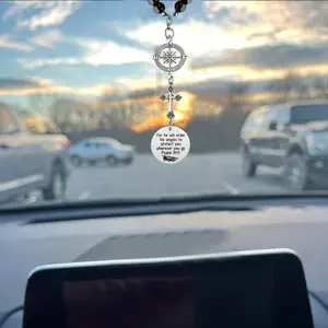 Christian Cross Car Pendant, Rearview Mirror Charm, Religious Gift for Women, Easter & Christmas Present, Inspirational Auto Accessory, Car Hanging Decoration, Car Ornament