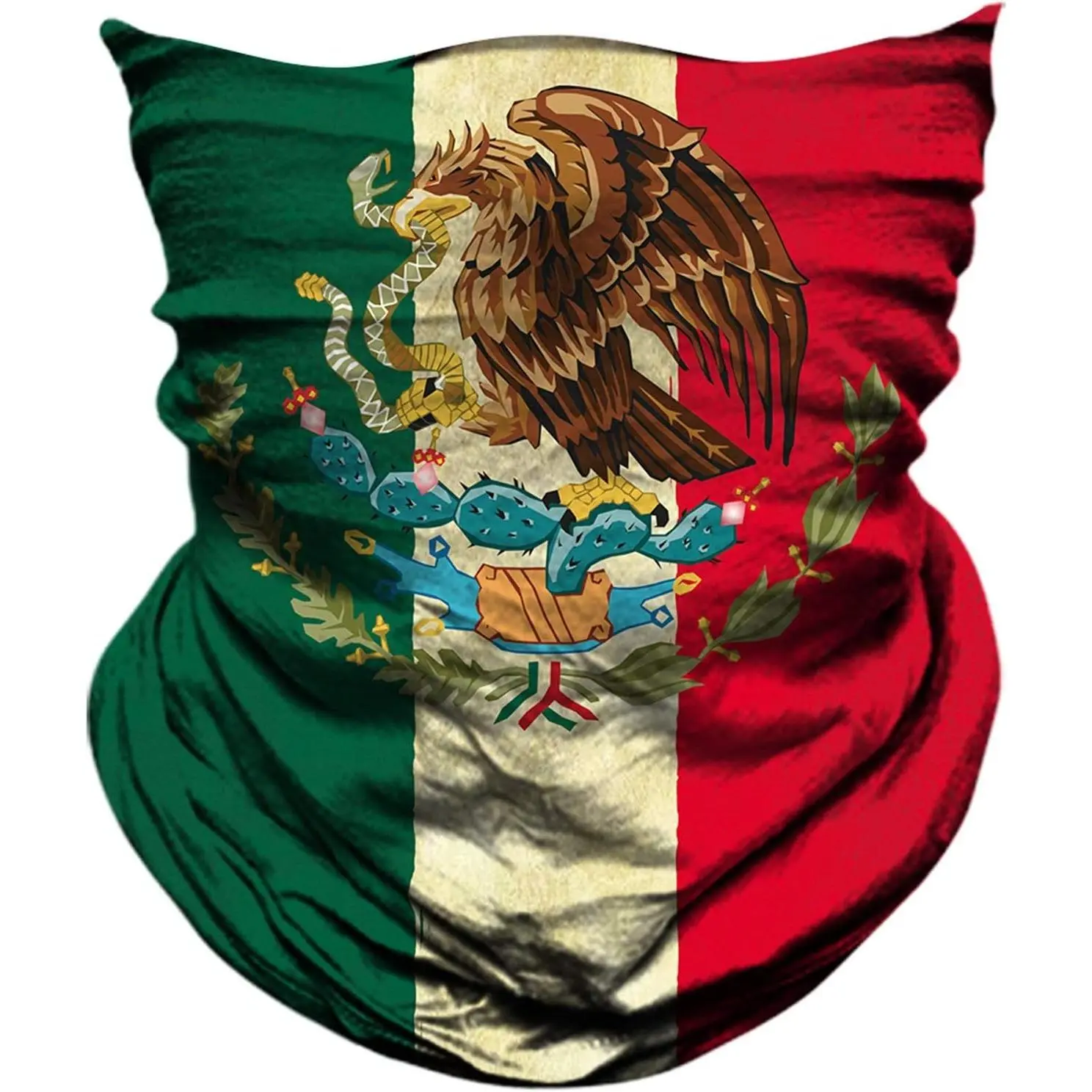 Casual Mexico Flag Print Neck Gaiter for Men and Women, Synthetic Graphic Headwear Wrap, Multifunctional Seamless Face Mask Bandana, Everyday, Tube Gaiter, Unisex, Multi-Use Bandana, Flag Pattern