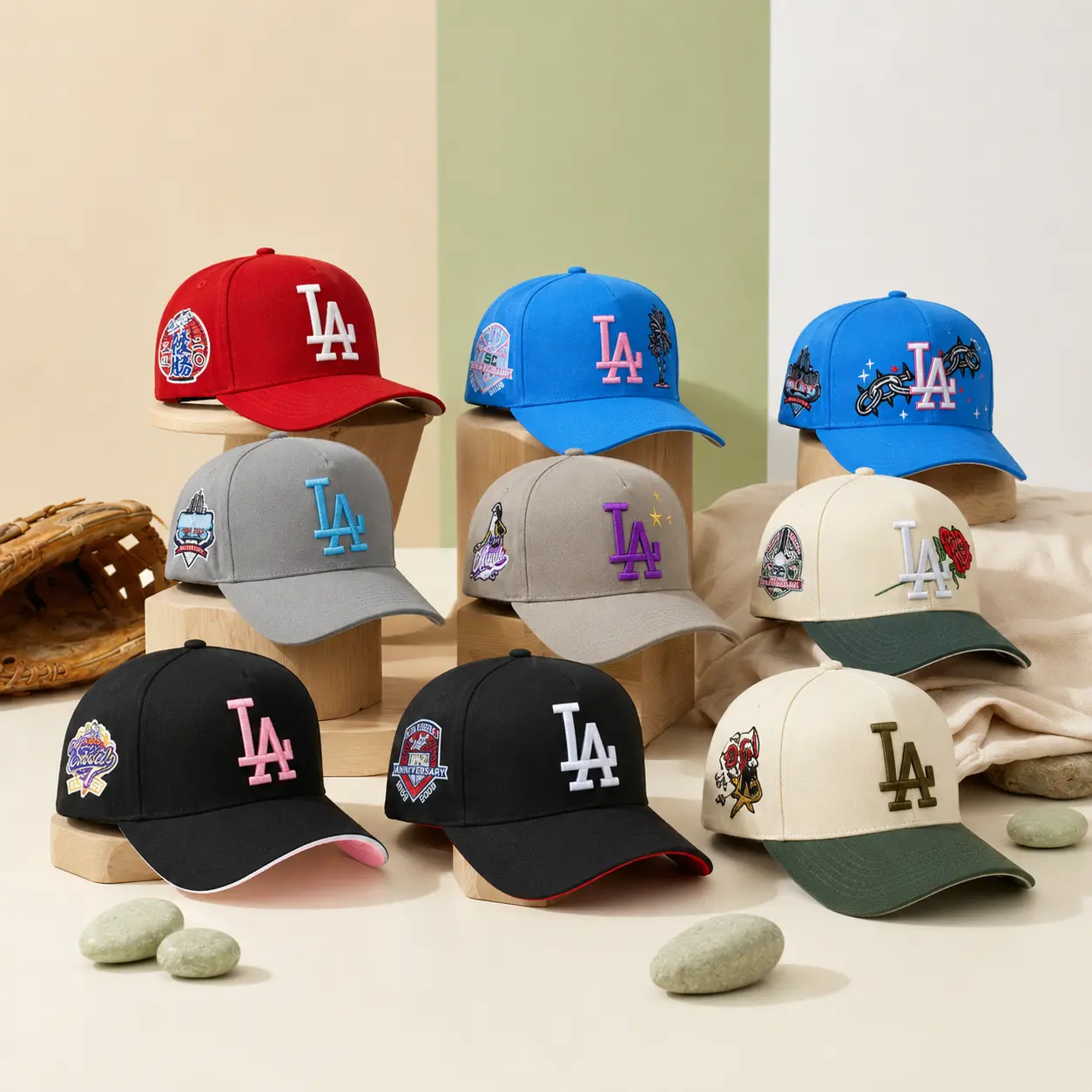 New Era MLB 9FORTY Snapback Cap LA Dodgers Anniversary Patch, Unisex Classic Sport Streetwear Adjustable Collectible Sports HeadwearCAP FOR WOMEN AND MEN