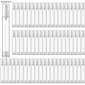 TELESCICO 60 Pcs 15 ml Airless Pump Bottle Refillable Plastic Airless Vacuum Dispenser Travel Size Clear Cosmetic Sample Vial Container Jars for Lotion Cream Foundation Liquid Toiletries