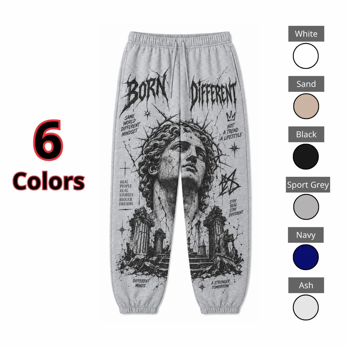 Unisex Vintage Graphic Sweatpants, Greek Statue Face and Ancient Ruins Print Joggers, Gothic Streetwear Pants, Relaxed Fit Casual Sweatpants for Men and Women 4