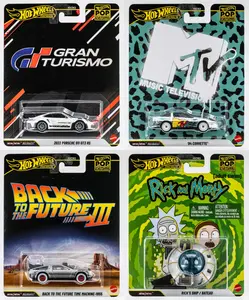 MATTEL 2026 Hot Wheels Pop Culture Mix 2 Porsche 911 GT3 RS White Corvette '84 MTV Back to the Future Time Machine Rick's Ship Light Grey Metallic