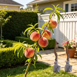 (LZ#FF)Peach Fruit Tree Starter Plant Easy to Grow Home Garden Planting Sweet Harvest Backyard Garden Grow Your Own Fruit Tree