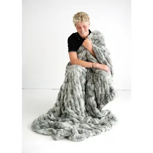 Hugs Cotton Candy Licorice Blanket - Soft Plush Stretchy Design in Gray Color
