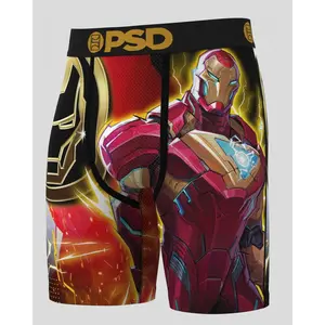 PSD Men's Marvel - Iron Man Gold Boxer Brief - Standard Length 7 Inch Inseam, Soft and Breathable Poly Blend Fabric