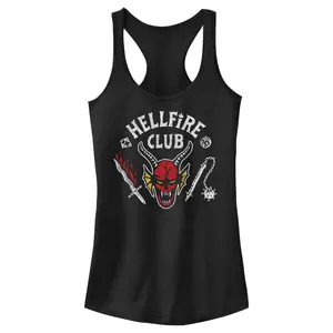 Junior's Stranger Things Hellfire Club Costume Racerback Tank Top