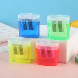 4-Piece Triangle Dual-Hole Pencil Sharpener Set, Large Capacity for Thick Pencils, Durable Plastic Manual Sharpeners, Multiple Colors, Writing Tools, Creative Stationery, Stationery, Art Supplies