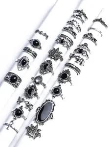 Vintage Boho Style Rings, Fashion Ethnic Style Irregular Geometric Mixed Style Rings Jewelry, Engagement Birthday Party Gifts for Men and Women, Unique Geometric Shapes, Stacking Ring Set