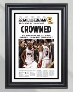 2012 Miami Heat NBA Champions 'CROWNED' Unframed Poster - LeBron James First Title Front Page Newspaper Print - Big Three Era Basketball Art
