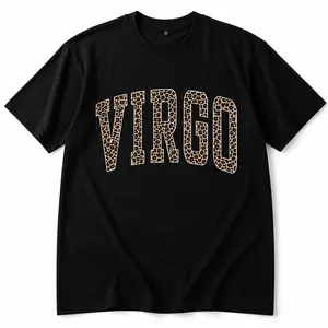 Virgo Zodiac Leopard Print T-Shirt Trendy Astrology Graphic Tee Unisex Virgo Shirt Birthday Gift Horoscope Lover Apparel Casual Streetwear Animal Print Fashion Top