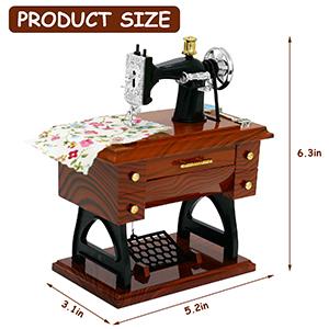 Vintage Mini Sewing Machine Box, European Retro Classical Treadle Sewing Machine Table Desk Mechanical Clockwork Box for Home Birthday Gift