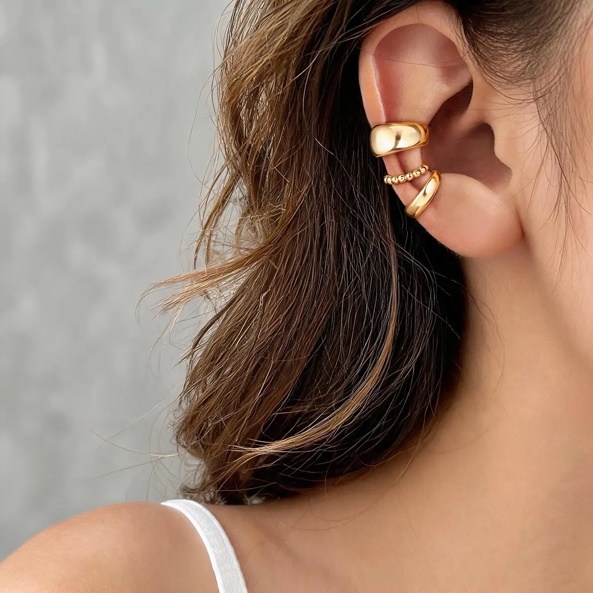 14K Gold Plated Ear Cuffs Set Dainty Clip Piercing Stack Small Cartilage Hoop Huggie Trendy Tarnish Hypoallergenic Jewelry Gift