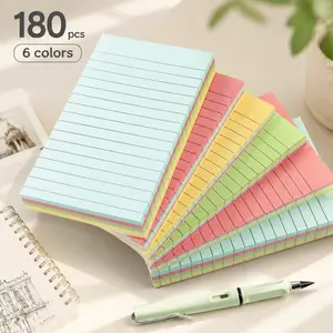 Large 15×10cm lined sticky notes 6 colors fluorescent pastel lined memo pads 180 sheets self stick adhesive notepads for students teachers daily planning annotating